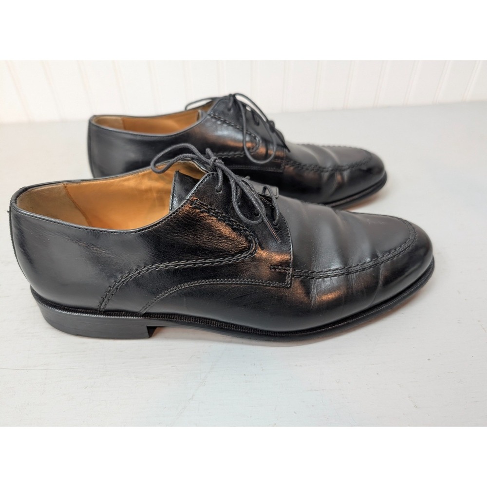 Johnston & Murphy Oxford Dress Shoes Men's Size 9.5M Leather Lace Up Black India - Picture 3 of 8